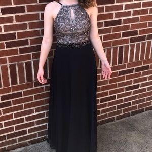 Prom dress with beading on the top